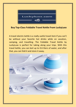 Buy Top-Class Foldable Travel Kettle From LuckyLuxx