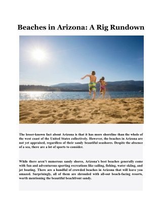 Beaches in Arizona A Rig Rundown
