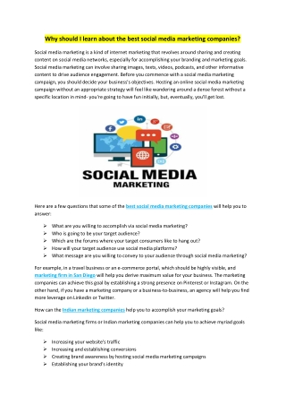 Why should I learn about the best social media marketing companies