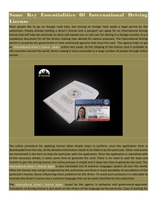 Some Key Essentialities Of International Driving License