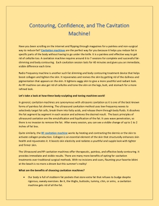 Contouring, Confidence, and The Cavitation Machine!