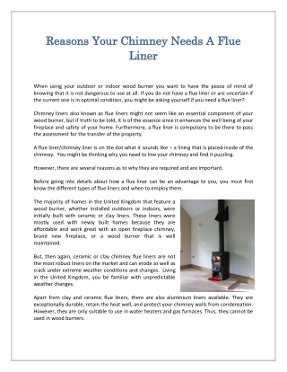 Reasons Your Chimney Needs A Flue Liner