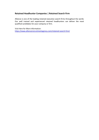 Retained Headhunter Companies - Retained Search Firm