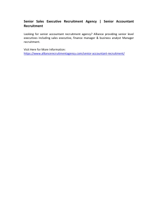 Senior Sales Executive Recruitment Agency - Senior Accountant Recruitment