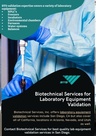 Biotechnical Services for Laboratory Equipment Validation