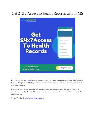 Get 24X7 Access to Health Records with LIMS