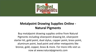 Metalpoint Drawing Supplies Online - Natural Pigments