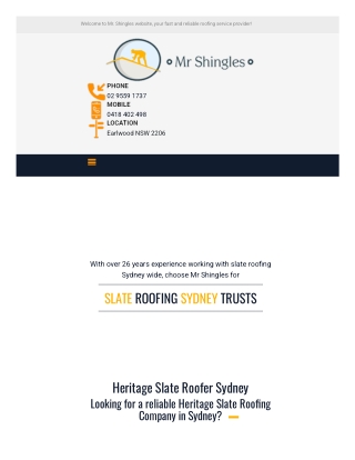 Slate Roofing Sydney