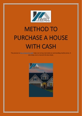 Method To Purchase A House With Cash