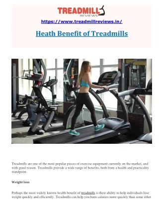Heath Benefit of Treadmills