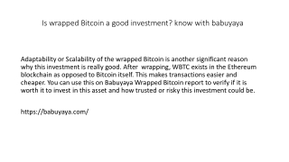 Is wrapped Bitcoin a good investment