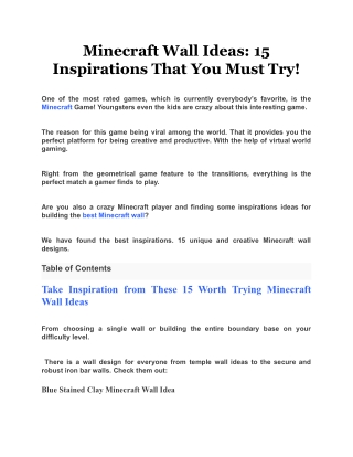 Minecraft Wall Ideas 15 Inspirations That You Must Try!