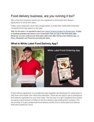 Why Is White Label Food Delivery App Ideal For Your Business?