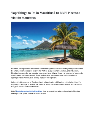 Things to do in Mauritius