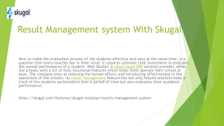 Result Management system With Skugal