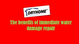 The benefits of immediate water damage repair