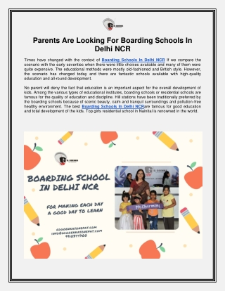 Parents Are Looking For Boarding Schools In Delhi NCR
