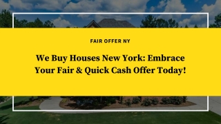 We Buy Houses in New York | Fair Offer NY