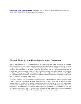 Global Fiber to the Premises Market
