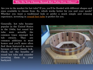 Choose Round Hot Tubs - Northern Lights Cedar Tubs