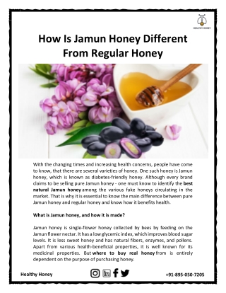 How Is Jamun Honey Different From Regular Honey