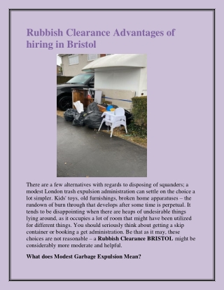 Rubbish Clearance Advantages of hiring in Bristol