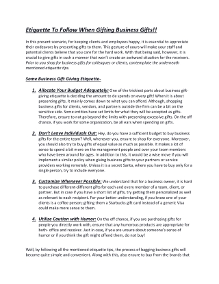 Etiquette To Follow When Gifting Business Gifts
