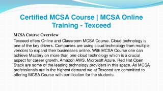 Certified MCSA Course | MCSA Online Training - Texceed