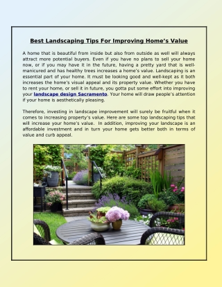 Understand the Role of Landscaping Behind Improve Home Value