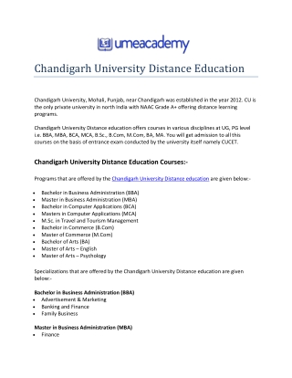 Chandigarh University Distance Education