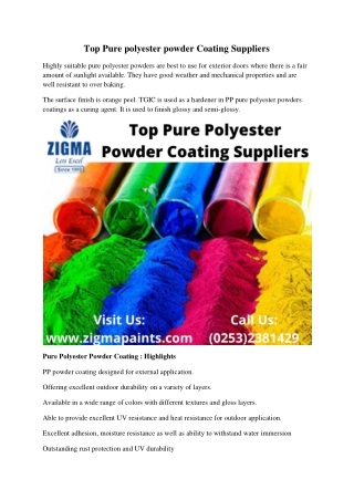Pure polyester powder