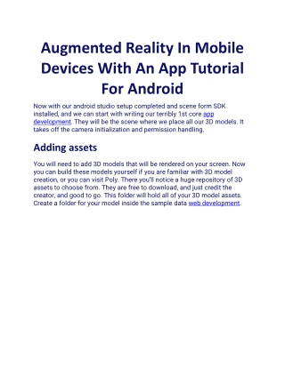Augmented Reality In Mobile Devices With An App Tutorial For Android