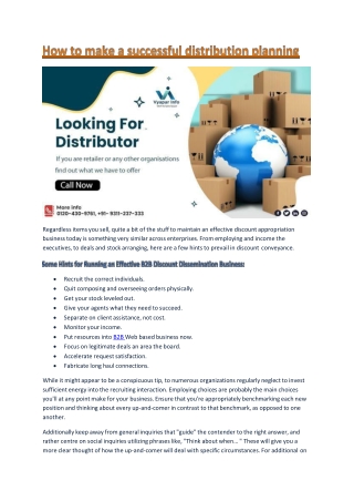 How to make a successful distribution planning-