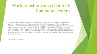 World most advanced fintech Company Lexlens