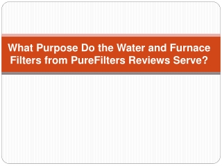 What Purpose Do the Water and Furnace Filters from PureFilters Reviews Serve