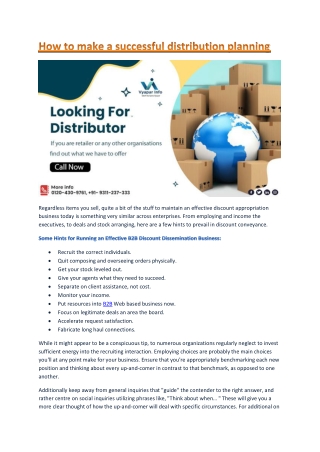 How to make a successful distribution planning