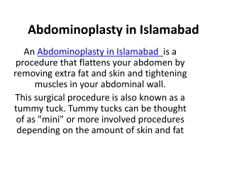 Abdominoplasty in Islamabad