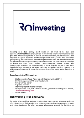 ROinvesting Review 2021: Exceptional Service Provider