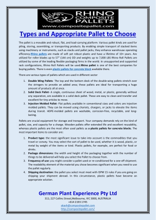 Types and Appropriate Pallet to Choose