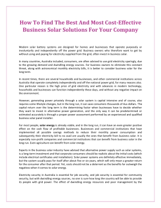 How To Find The Best And Most Cost-Effective Business Solar Solutions For Your Company