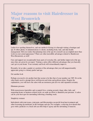 Major reasons to visit Hairdresser in West Bromwich