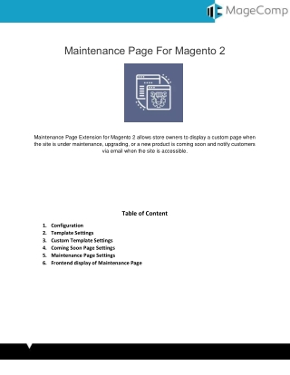 Maintenance Page Extension for Magento 2