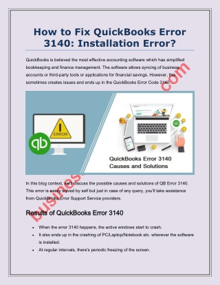 QuickBooks Error Code 3140 - How to Resolve it?