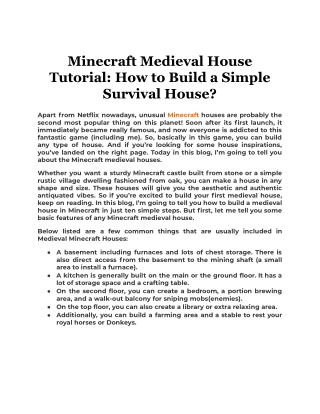 Minecraft Medieval House Tutorial How to Build a Simple Survival House_