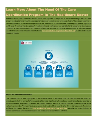 Learn More About The Need Of The Care Coordination Program In The Healthcare Sector