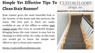 Simple Yet Effective Tips To Clean Stair Runner!