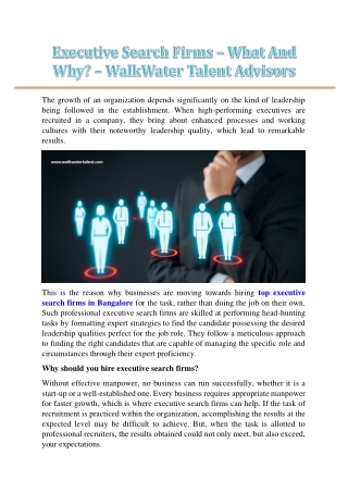 Executive Search Firms – What And Why? – WalkWater Talent Advisors