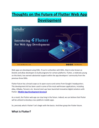 Thoughts on Flutter Web App Development Future