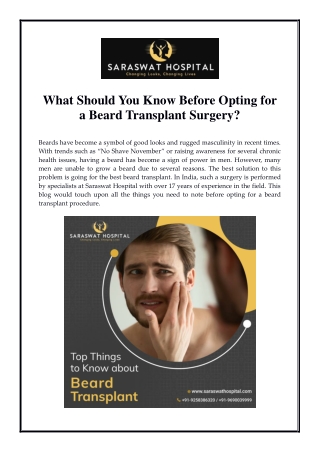 What Should You Know Before Opting for a Beard Transplant Surgery?