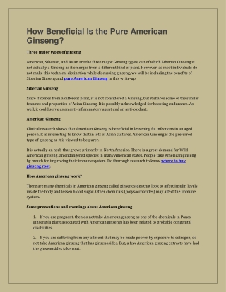 How Beneficial Is the Pure American Ginseng